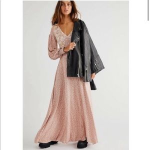 NWOT Free People Pink & Cream "Love Story" Maxi Dress Size XS
